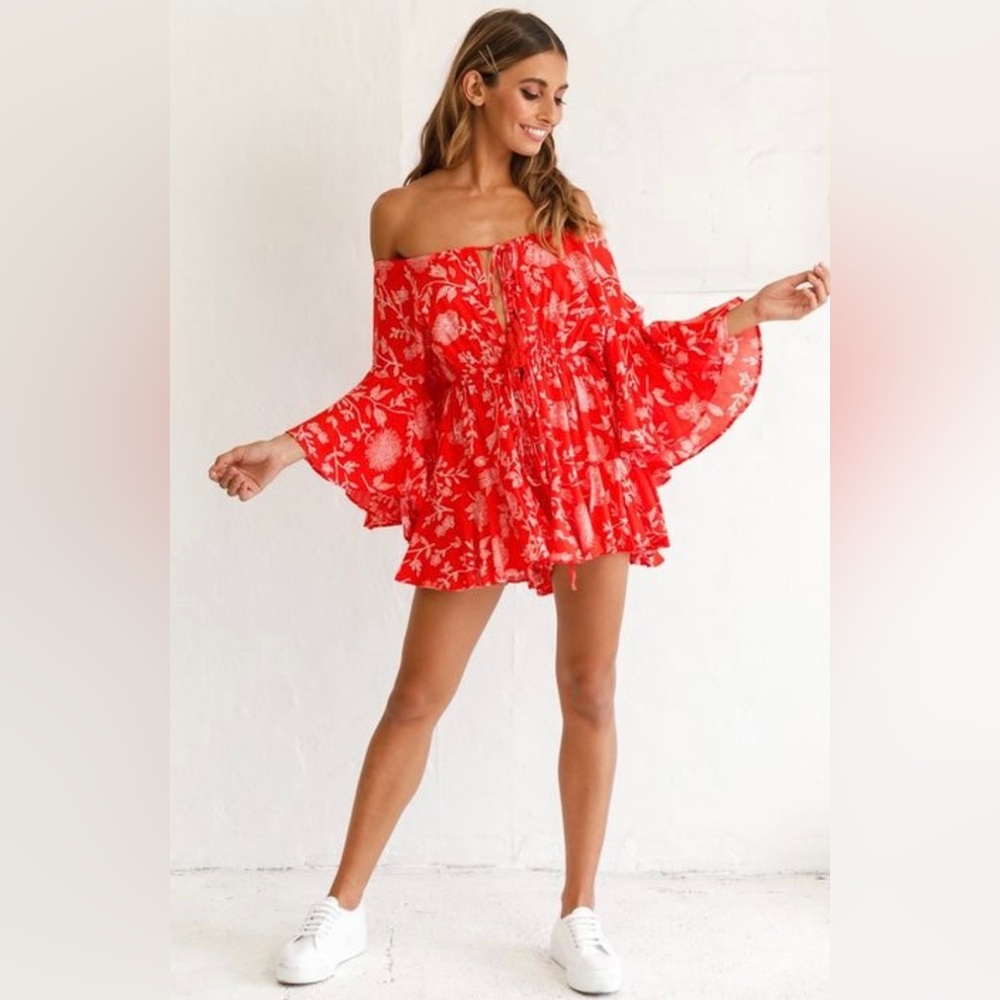 Hello Molly Red Romper, NWT